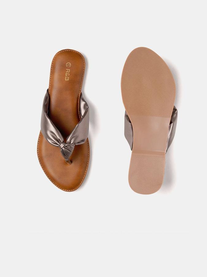 R&B Women Gun Metal Metallic Slip On Flats