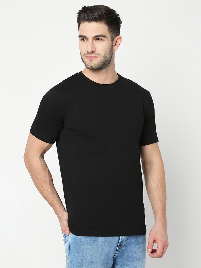 Men Cotton Regular Fit Crew Neck Solid T-shirt