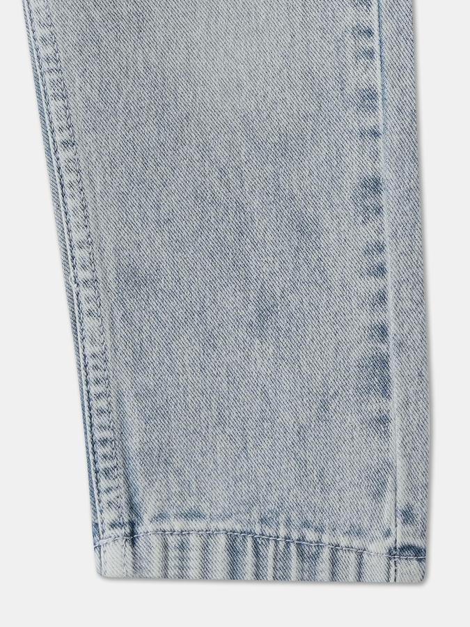 Boys Denim Relaxed Fit Button Waist Acid Wash Jeans