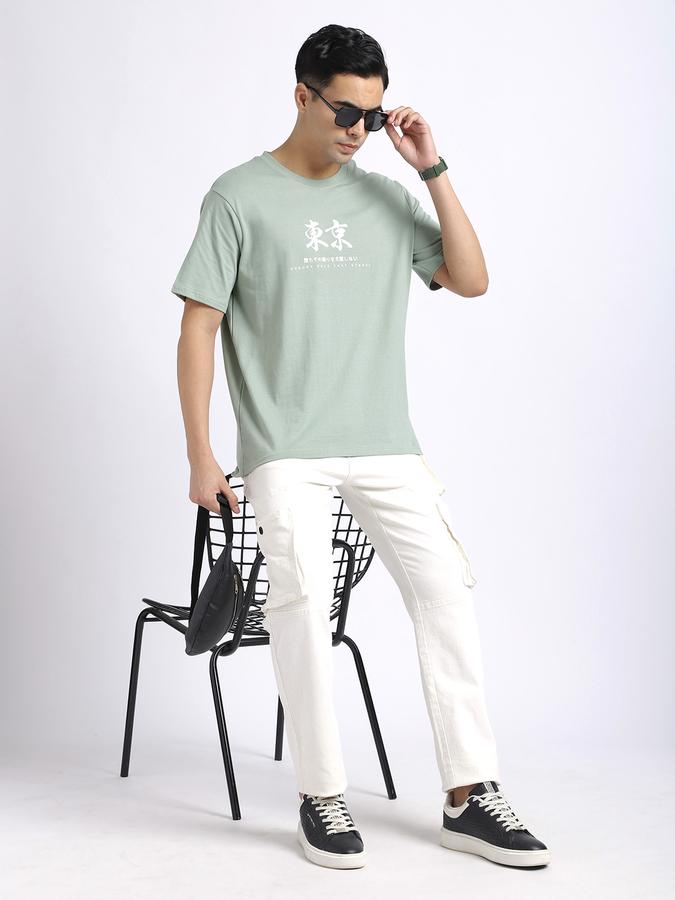 Men Cotton Relaxed Fit Crew Neck Graphic T-shirt