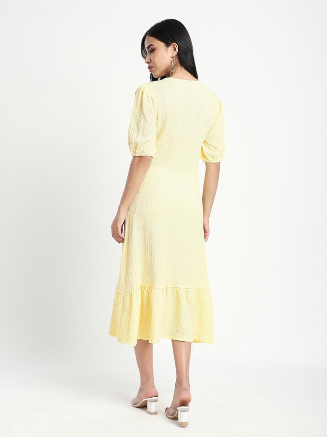 Women Polyester A-Line Midi Solid Dress