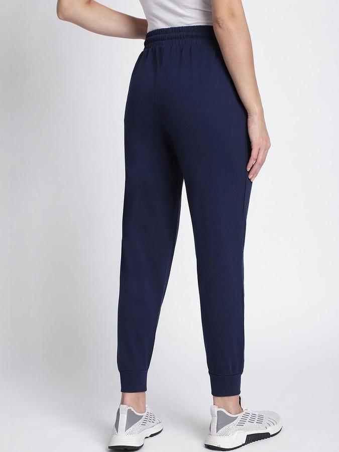 R&B Women Dark Blue Solid Joggers Fit Trousers