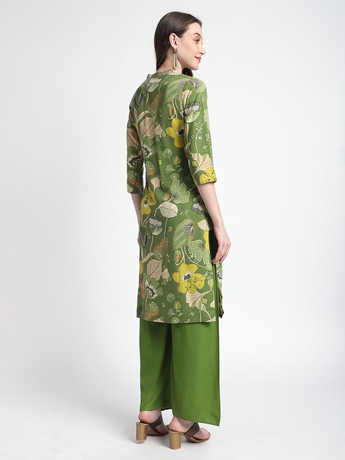 Women Viscose Regular Fit Mandarin Collar Printed Kurta