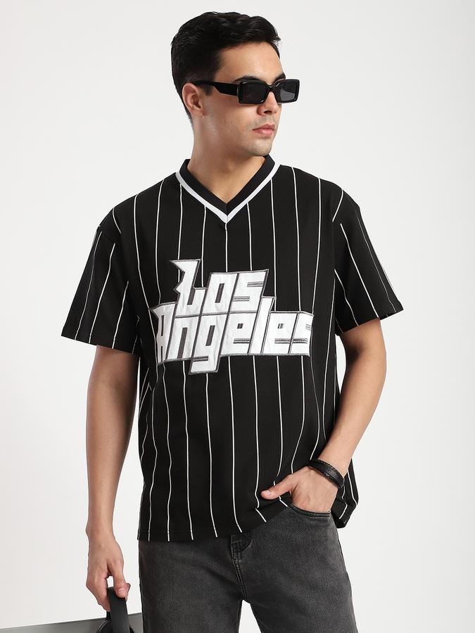 R&B Men's Black Striped T-Shirt