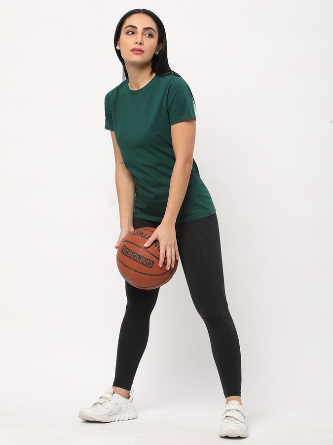 Women Cotton Relaxed Fit Crew Neck Solid T-shirt