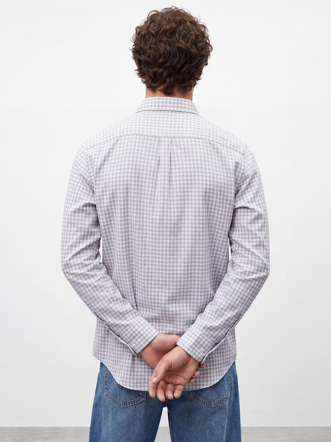 R&B Men Purple Button Down Long Sleeves Checked Shirt