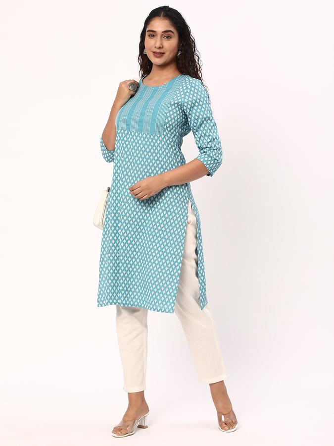 R&B Women's Printed Regular Straight Kurta 3-Q Sleeves image number 1