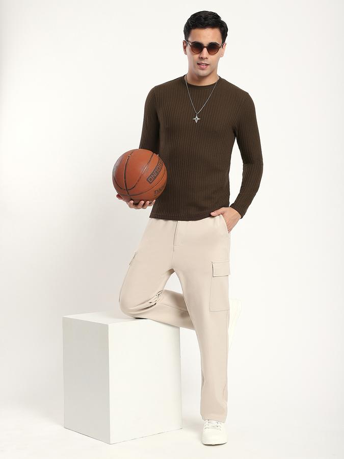 Men Cotton Blend Regular Fit Crew Neck Solid Sweater