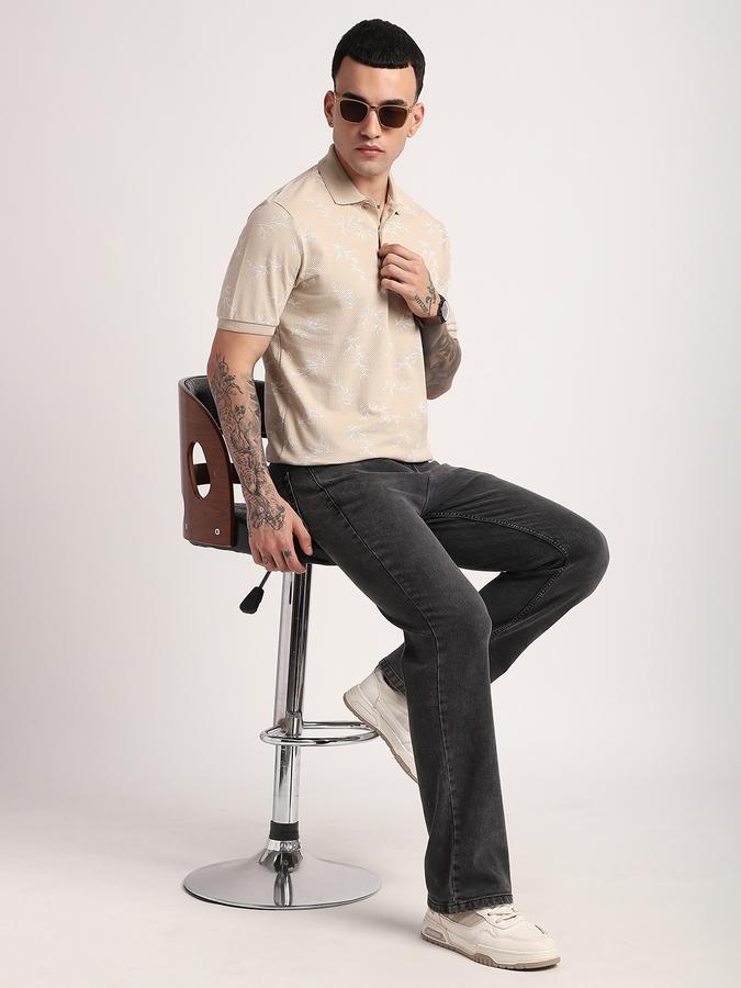 Men Cotton Regular Fit Polo Neck Graphic T-shirt