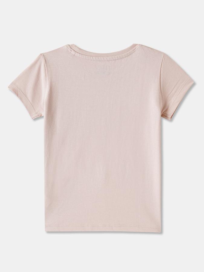 Girls Cotton Regular Fit Crew Neck Graphic T-shirt