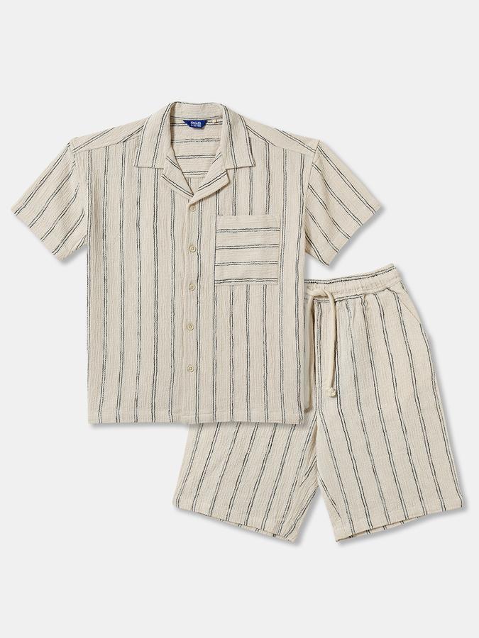 Boys Striped Short Sleeve Shirt with Shorts Fashion Set