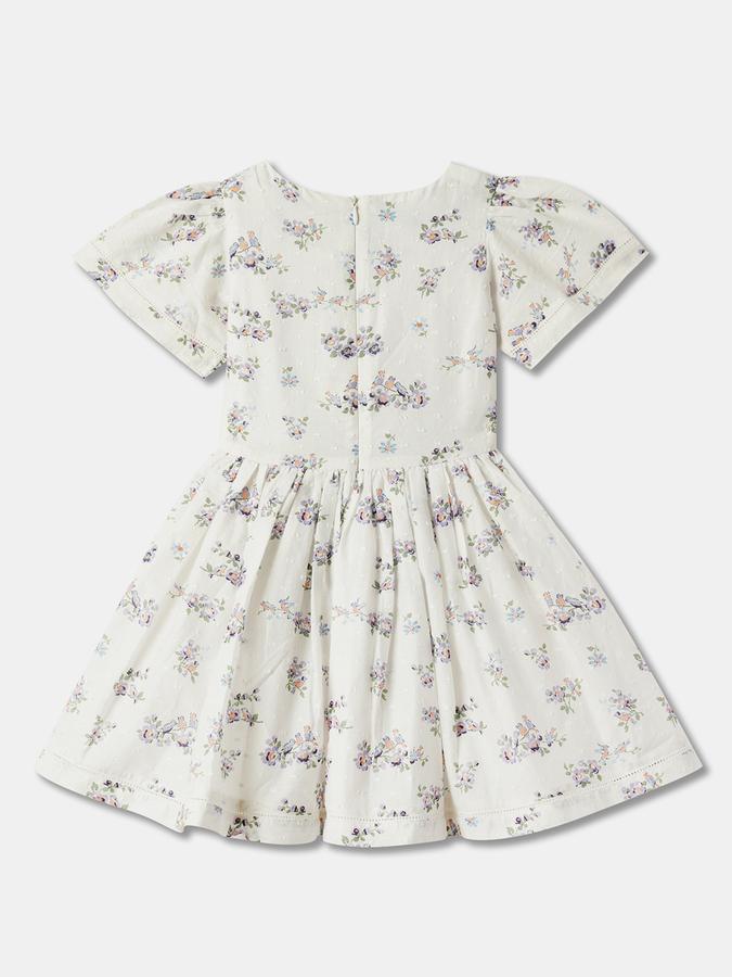 Printed A-Line Dress with Drawstrings image number 1