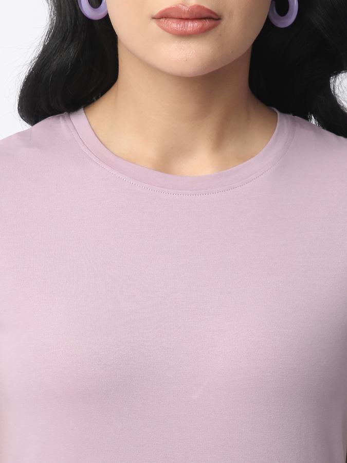 Women Cotton Relaxed Fit Crew Neck Solid T-shirt