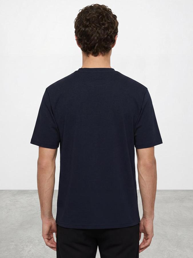 R&B Blue Men Solid Short Sleeves Tshirt