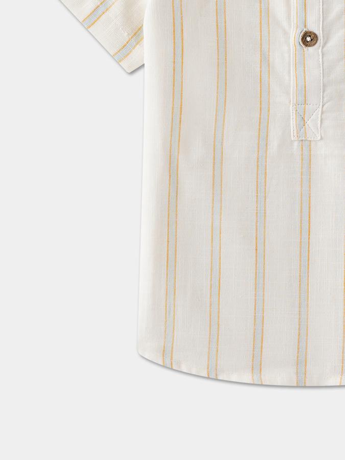 Boys Relaxed Fit Short Sleeve Mandarin Collar Shirt