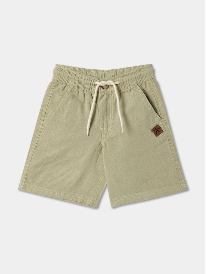 R&B Olive Regular Fit Mid-Rise Solid Boys Shorts
