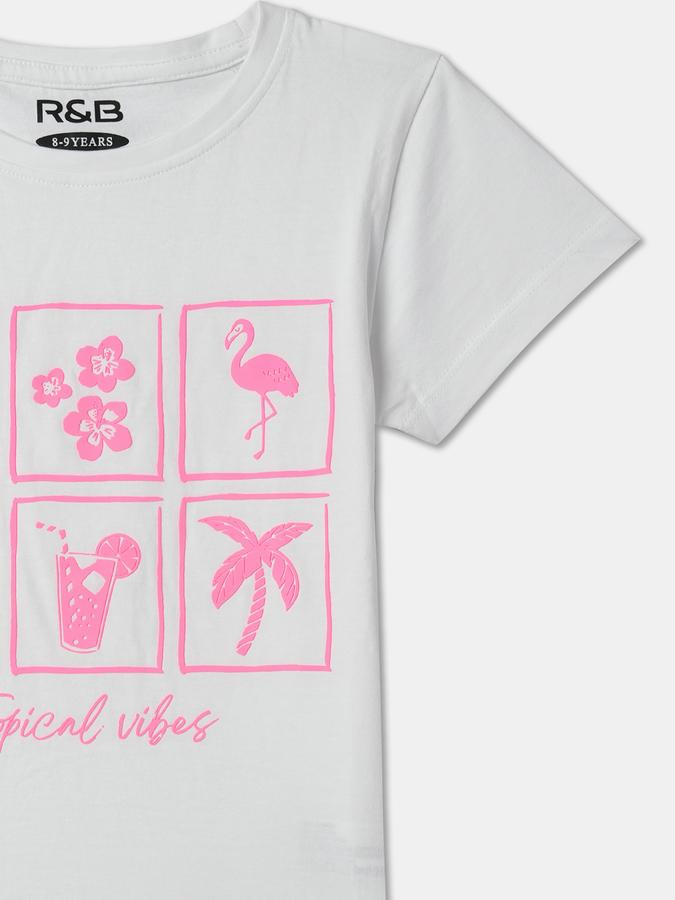 Girls Graphic Print Regular Fit Round-Neck T-Shirt image number 2