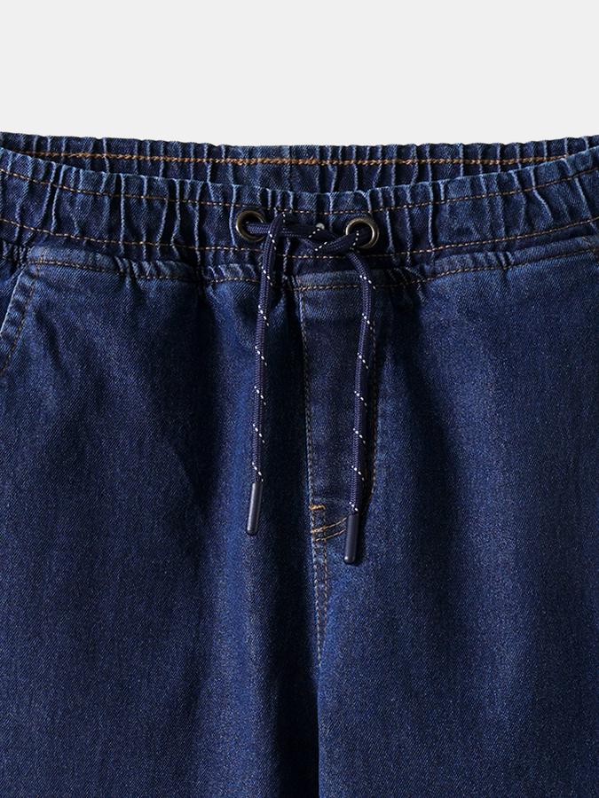 Boys Cotton Regular Fit Drawstring Waist Clean Hem Jeans