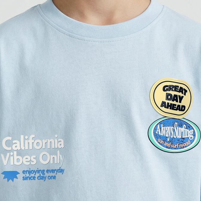 R&B Boy Blue Cotton Printed Round Neck T-Shirt