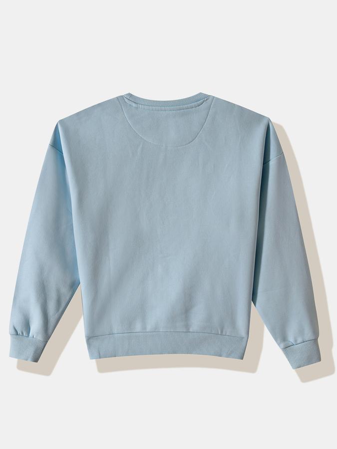 Girls Fleece Regular Fit Crew Neck Graphic Sweatshirt