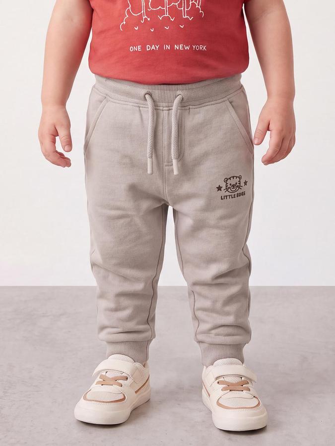 R&B Boys Beige Graphic Print Elasticated waist Jogger Pant 