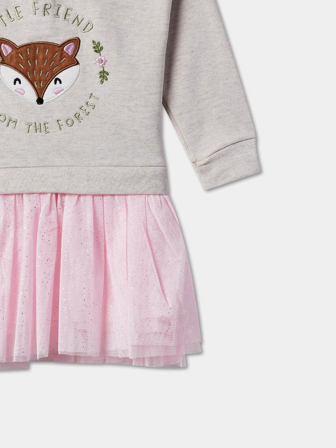 Girls Polyester Regular Fit Round Neck Graphic Dress