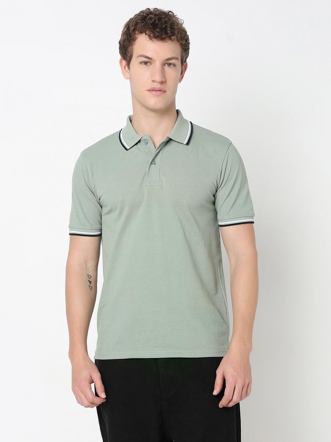 Contrast Tipping Polo T-Shirt with Short Sleeves image number 1