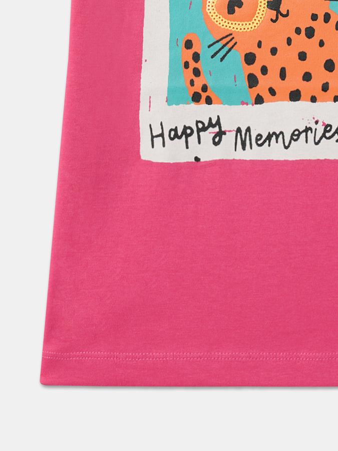 Girl Round-Neck Graphic Print Top image number 3
