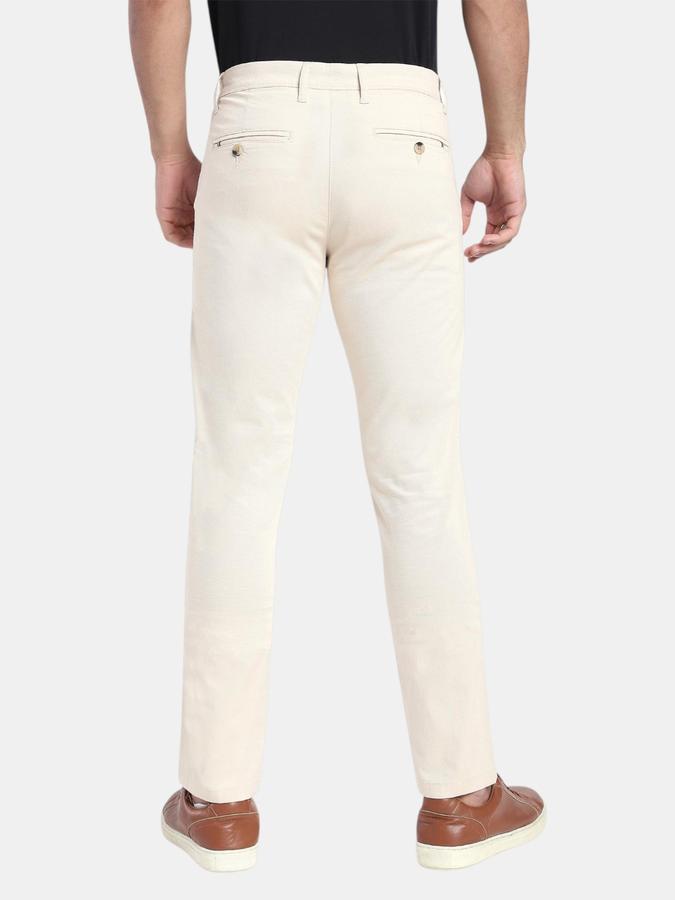 R&B Beige Slim Fit Men Mid Rise Trouser