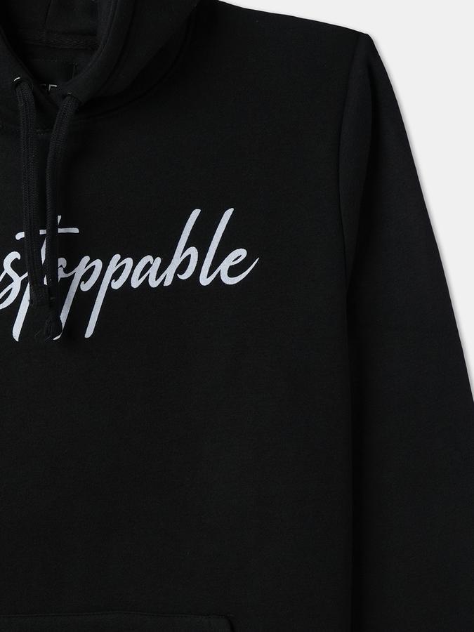 Men Fleece Regular Fit Hooded Graphic Sweatshirt