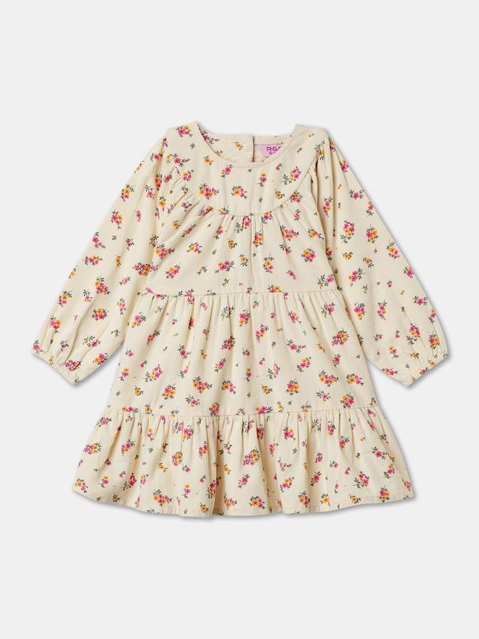 Girls Cotton Regular Fit Round Neck Solid Dress