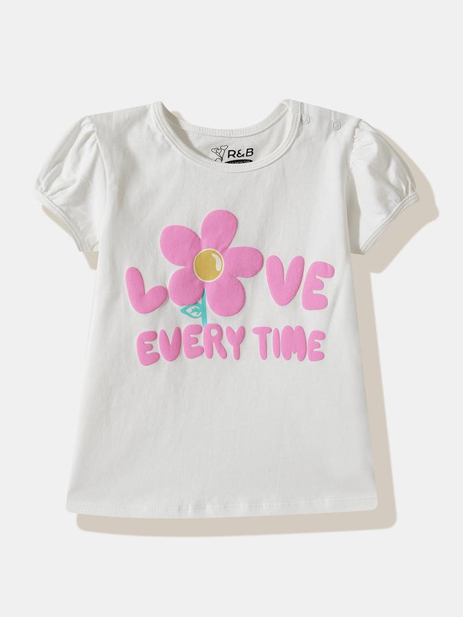 Girls Cotton Regular Fit Crew Neck Graphic T-shirt