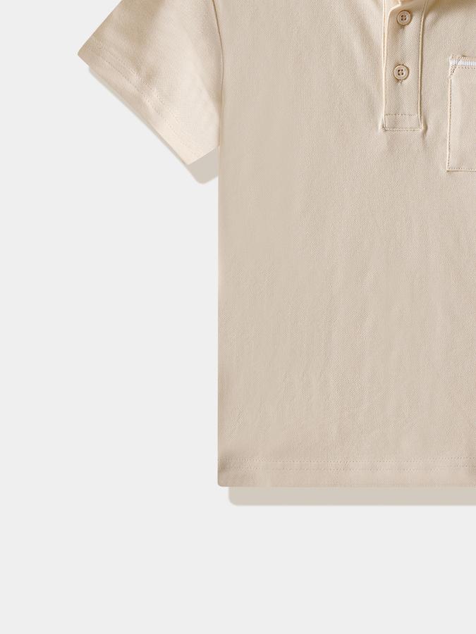 Boys Cotton Regular Fit Mandarin Collar Solid T-shirt