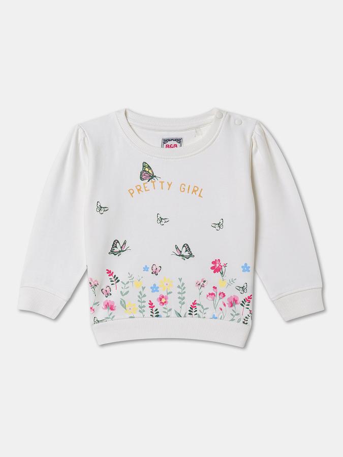 Girls Floral Regular Fit Long Sleeve Crew Neck SweaT-Shirt