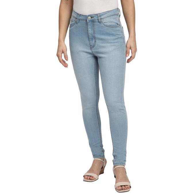 R&B Women Light Blue Solid Skinny-Fit Jeans