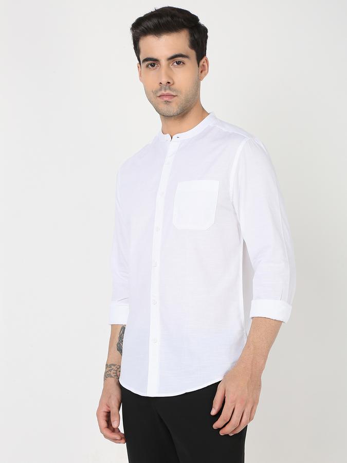 Men Regular Fit Shirt with Mandarin Collar image number 1