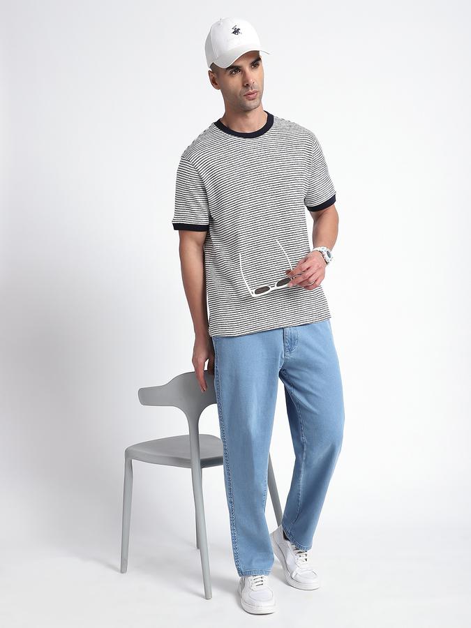 R&B Men's Ivory Striped T-Shirt
