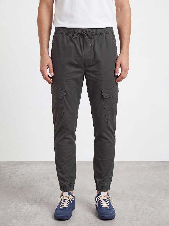 R&B Men Grey Mid Rise Regular Fit Cargos