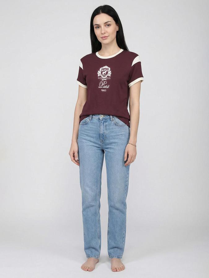 R&B Maroon Solid Women Fitted Top 