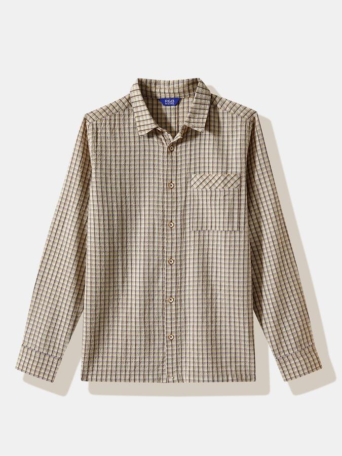 R&B Boys' Beige Checked Shirt