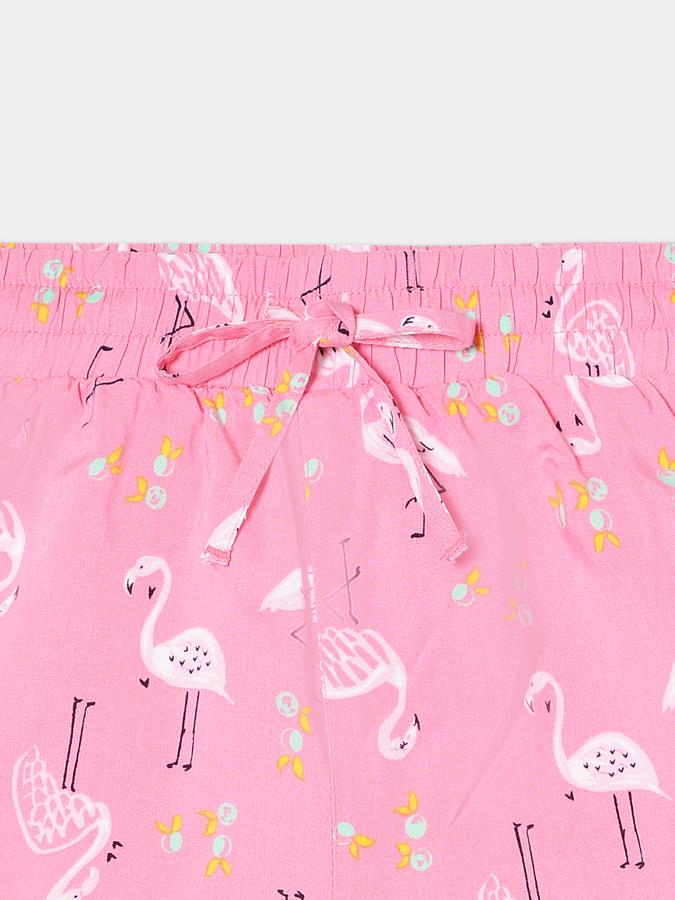 Girls Rayon Relaxed Fit Elastic Waist Printed Shorts