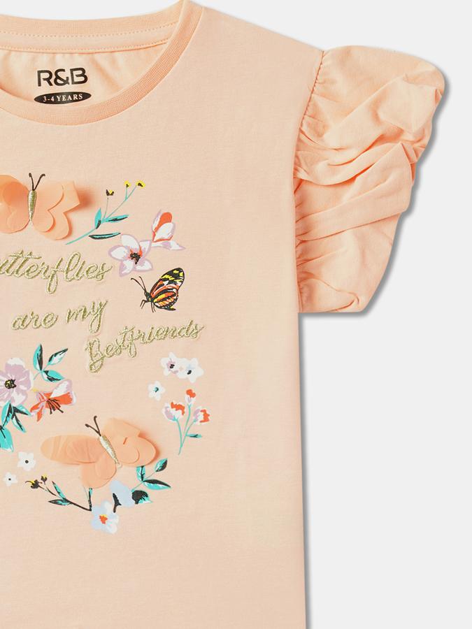 Girls Typographic Print Round-Neck Top image number 2