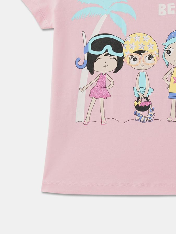 Girls Graphic Print Regular Print Round-Neck T-Shirt image number 3