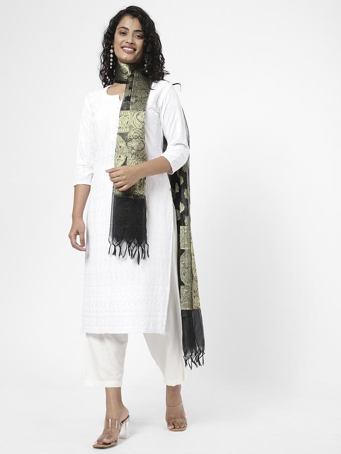 R&B Women's Black Printed Dupatta
