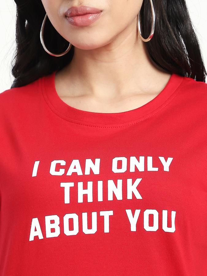 Women Cotton Regular Fit Crew Neck Graphic T-shirt