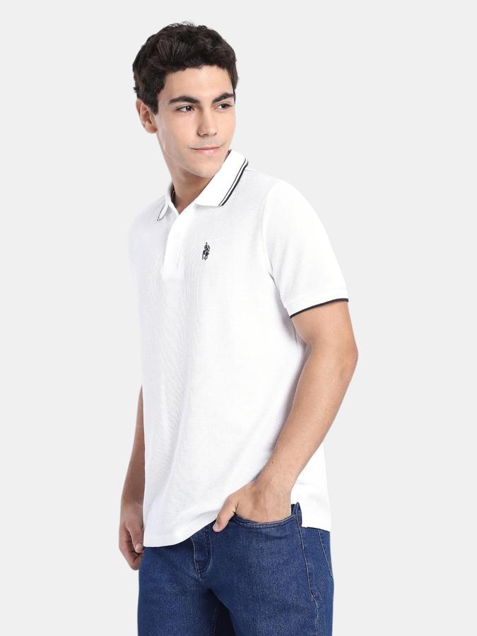 R&B White Solid Men Short Sleeve Polo T-shirt