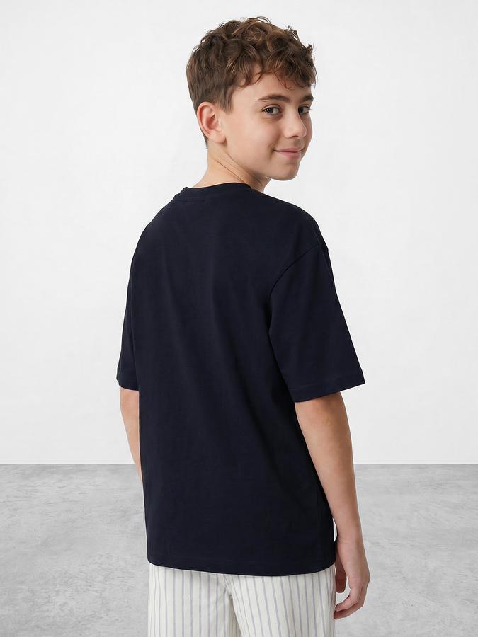R&B Boys Blue Short sleeve Round Neck Urban Edit Typography Graphics Bold Graphic Pure Cotton T-Shirt