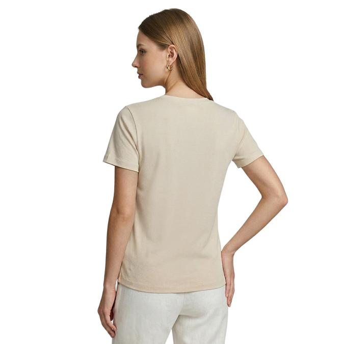 R&B Women Beige Cotton Printed Round Neck T-Shirt