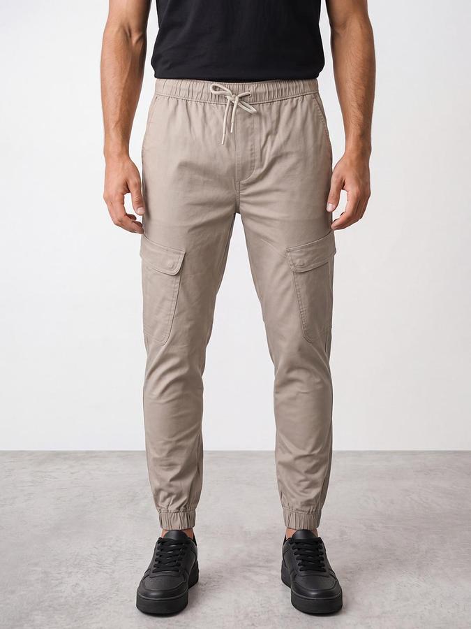 R&B Men Brown Mid Rise Regular Fit Cargos