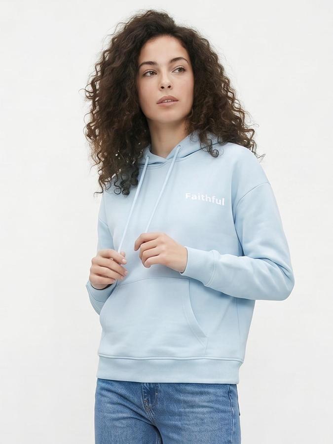 R&B Blue Cotton Printed Women Sweatshirts